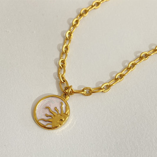 Coin Sun Pendant Necklace